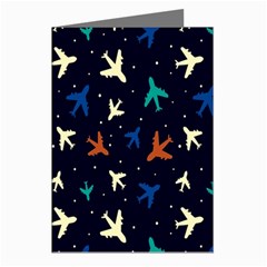 Blue Background Cute Airplanes Greeting Cards (pkg Of 8) by ConteMonfrey