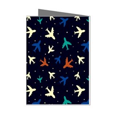 Blue Background Cute Airplanes Mini Greeting Cards (pkg Of 8) by ConteMonfrey