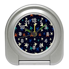 Blue Background Cute Airplanes Travel Alarm Clock by ConteMonfrey