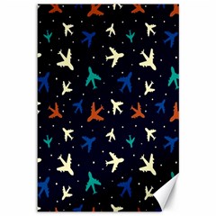 Blue Background Cute Airplanes Canvas 12  X 18 