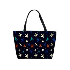 Blue Background Cute Airplanes Classic Shoulder Handbag by ConteMonfrey