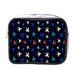 Blue Background Cute Airplanes Mini Toiletries Bag (one Side) by ConteMonfrey