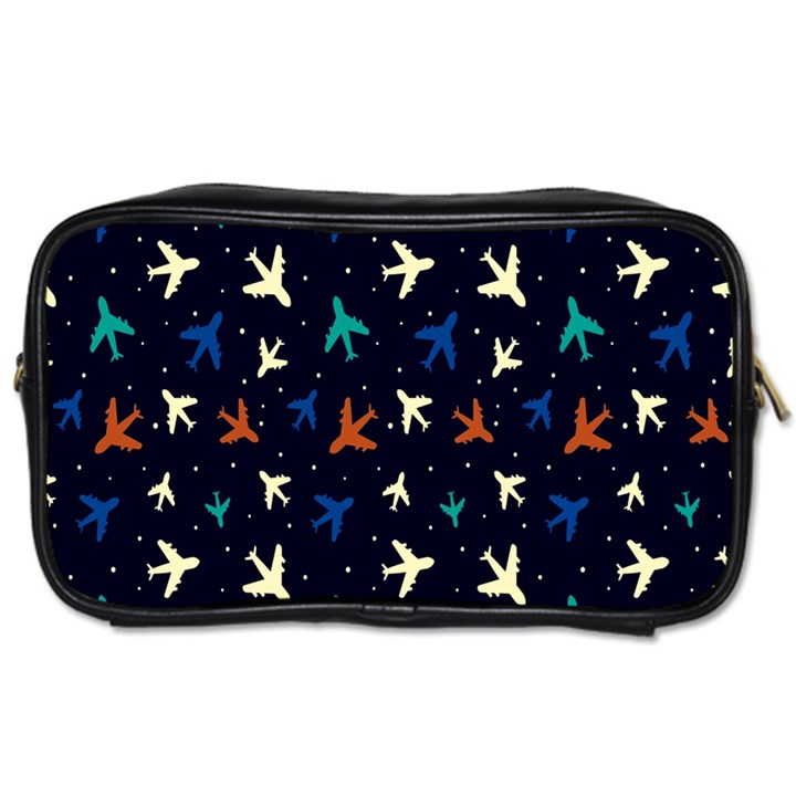 Blue background cute airplanes Toiletries Bag (Two Sides)