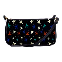 Blue Background Cute Airplanes Shoulder Clutch Bag by ConteMonfrey