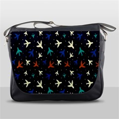 Blue Background Cute Airplanes Messenger Bag by ConteMonfrey