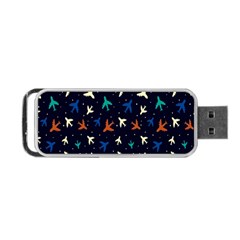 Blue Background Cute Airplanes Portable Usb Flash (one Side) by ConteMonfrey