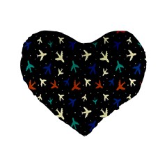 Blue Background Cute Airplanes Standard 16  Premium Heart Shape Cushions by ConteMonfrey