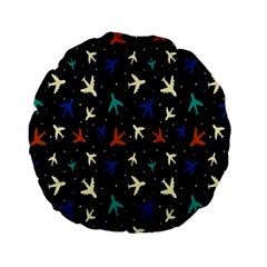 Blue Background Cute Airplanes Standard 15  Premium Flano Round Cushions by ConteMonfrey