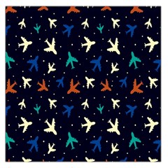 Blue Background Cute Airplanes Square Satin Scarf (36  X 36 ) by ConteMonfrey