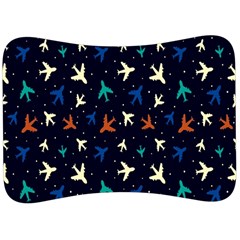 Blue Background Cute Airplanes Velour Seat Head Rest Cushion by ConteMonfrey