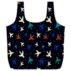 Blue Background Cute Airplanes Full Print Recycle Bag (xxl) by ConteMonfrey