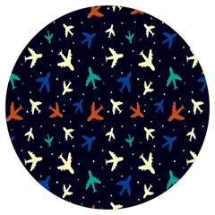 Blue Background Cute Airplanes Round Trivet by ConteMonfrey