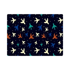 Blue Background Cute Airplanes Premium Plush Fleece Blanket (mini) by ConteMonfrey