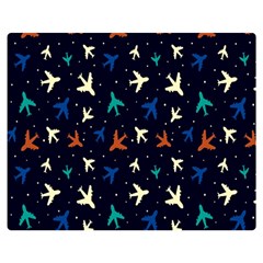 Blue Background Cute Airplanes Premium Plush Fleece Blanket (medium) by ConteMonfrey