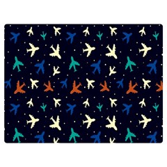 Blue Background Cute Airplanes Two Sides Premium Plush Fleece Blanket (extra Small) by ConteMonfrey