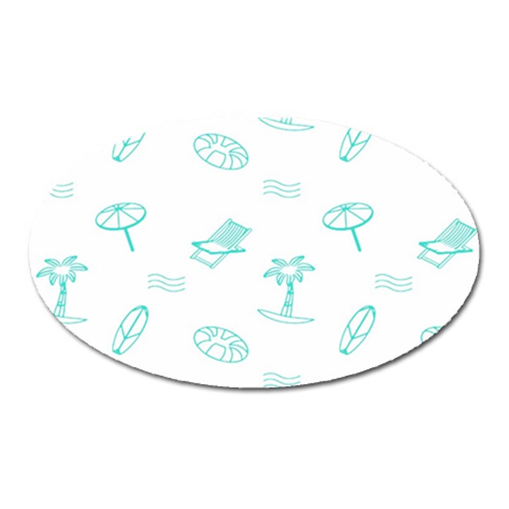 Summer Beach Seamless Pattern Oval Magnet