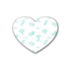 Summer Beach Seamless Pattern Rubber Coaster (heart) by ConteMonfrey