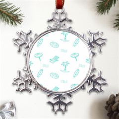 Summer Beach Seamless Pattern Metal Large Snowflake Ornament by ConteMonfrey