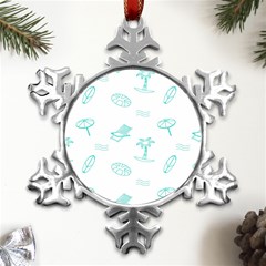 Summer Beach Seamless Pattern Metal Small Snowflake Ornament by ConteMonfrey