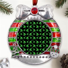 Our Dino Friends Metal X mas Ribbon With Red Crystal Round Ornament by ConteMonfrey