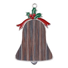 Dark Digital Wood Like Metal Holly Leaf Bell Ornament by ConteMonfrey