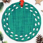 Painted green digital Wood Ornament (Round Filigree) Front