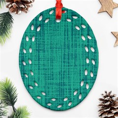 Painted Green Digital Wood Oval Filigree Ornament (two Sides)