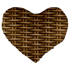 Brown Digital Straw - Country Side Large 19  Premium Flano Heart Shape Cushions by ConteMonfrey