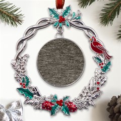 Gray Digital Fabric Vintage Metal X mas Wreath Holly Leaf Ornament