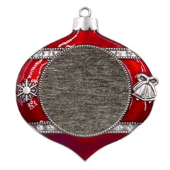 Gray Digital Fabric Vintage Metal Snowflake And Bell Red Ornament