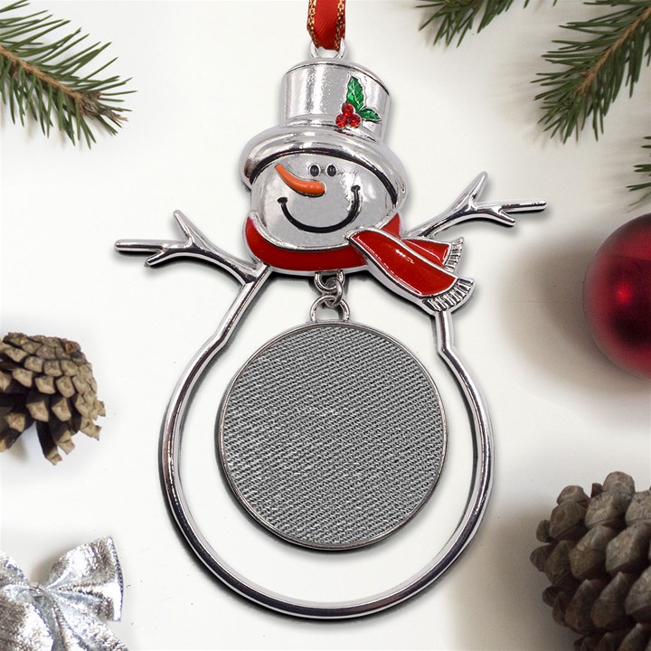 Gray digital Denim Metal Snowman Ornament