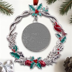 Gray Digital Denim Metal X mas Wreath Holly Leaf Ornament