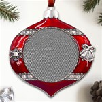 Gray digital Denim Metal Snowflake And Bell Red Ornament Front