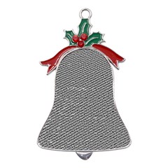 Gray Digital Denim Metal Holly Leaf Bell Ornament by ConteMonfrey