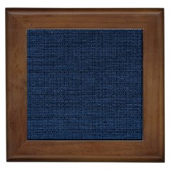 Digital Dark Blue Linen Framed Tile by ConteMonfrey