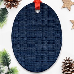 Digital Dark Blue Linen Ornament (oval) by ConteMonfrey