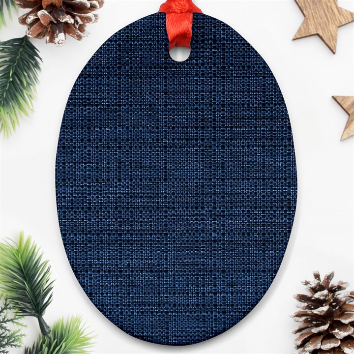 Digital dark blue Linen Ornament (Oval)