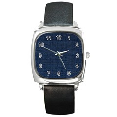 Digital Dark Blue Linen Square Metal Watch by ConteMonfrey