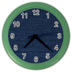 Digital Dark Blue Linen Color Wall Clock by ConteMonfrey