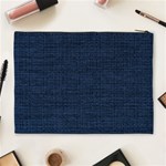 Digital dark blue Linen Cosmetic Bag (XL) Back