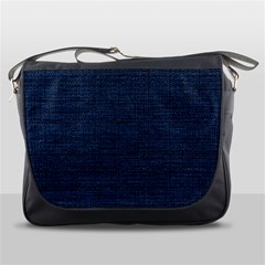 Digital Dark Blue Linen Messenger Bag by ConteMonfrey