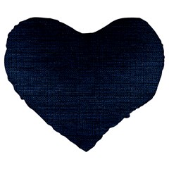 Digital Dark Blue Linen Large 19  Premium Heart Shape Cushions by ConteMonfrey