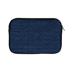 Digital Dark Blue Linen Apple Ipad Mini Zipper Cases by ConteMonfrey