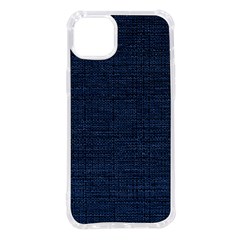 Digital Dark Blue Linen Iphone 14 Plus Tpu Uv Print Case by ConteMonfrey