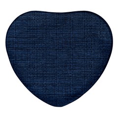 Digital Dark Blue Linen Heart Glass Fridge Magnet (4 Pack) by ConteMonfrey