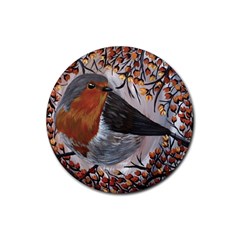 European Robin Rubber Round Coaster (4 Pack) by EireneSan