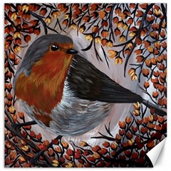 European Robin Canvas 16  X 16  by EireneSan