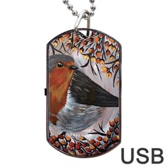 European Robin Dog Tag Usb Flash (one Side) by EireneSan