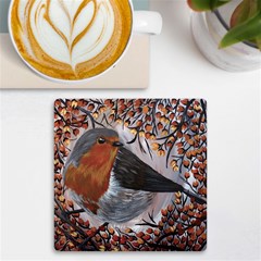 European Robin Uv Print Square Tile Coaster  by EireneSan