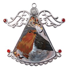 European Robin Metal Angel With Crystal Ornament